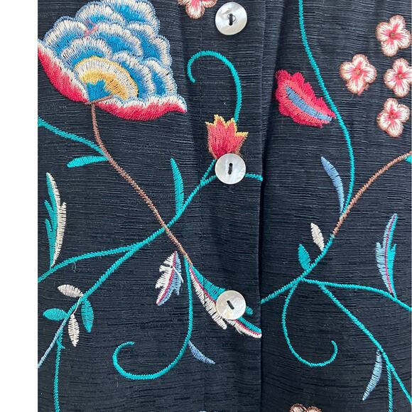 Silk Land 100% Silk Embroidered Black Blazer Small - Picture 5 of 6